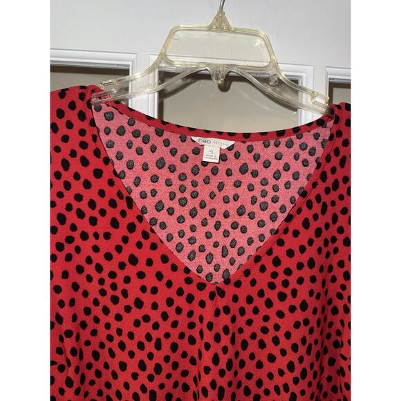 Cato Women’s red black polka dot blouse ruffle ladybug long sleeve XL - Picture 3 of 4